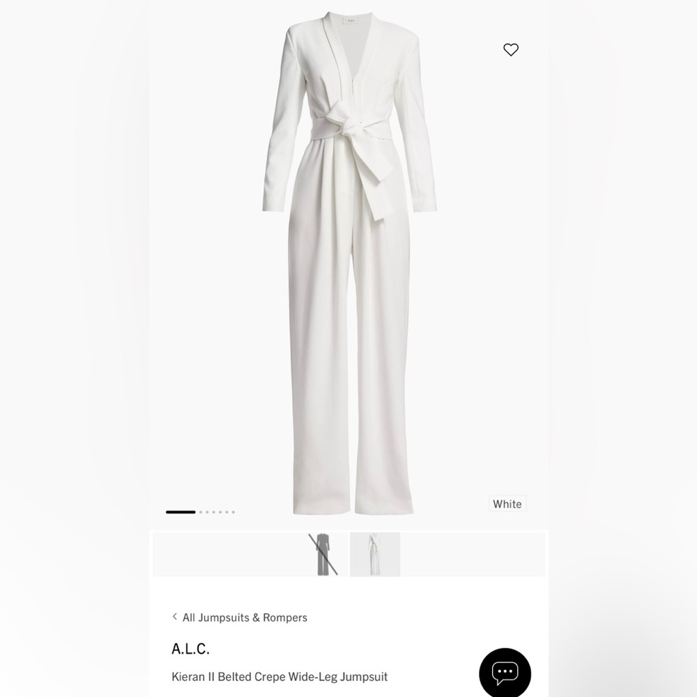 A.L.C Kieran II Belted Crepe Wide-Leg Jumpsuit White